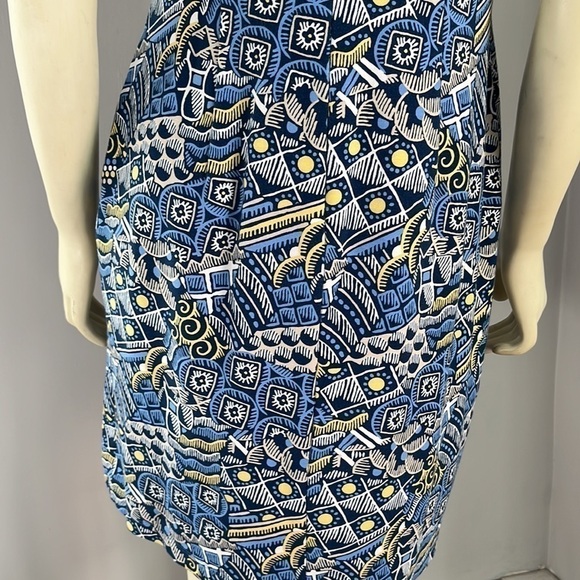 J. McLaughlin Women’s Shift Dress Devon Talavera Print Navy Blue /Yellow M - Picture 10 of 12